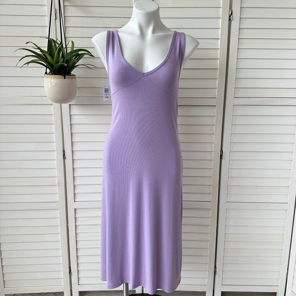 New Wilfred Free Aritzia Dress Purple Ribbed Knit Sleeveless Tank Size L